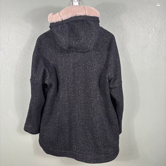 1 Madison Expedition Women's Size Large Black Knit Sherpa Hooded Winter Jacket - Picture 2 of 11